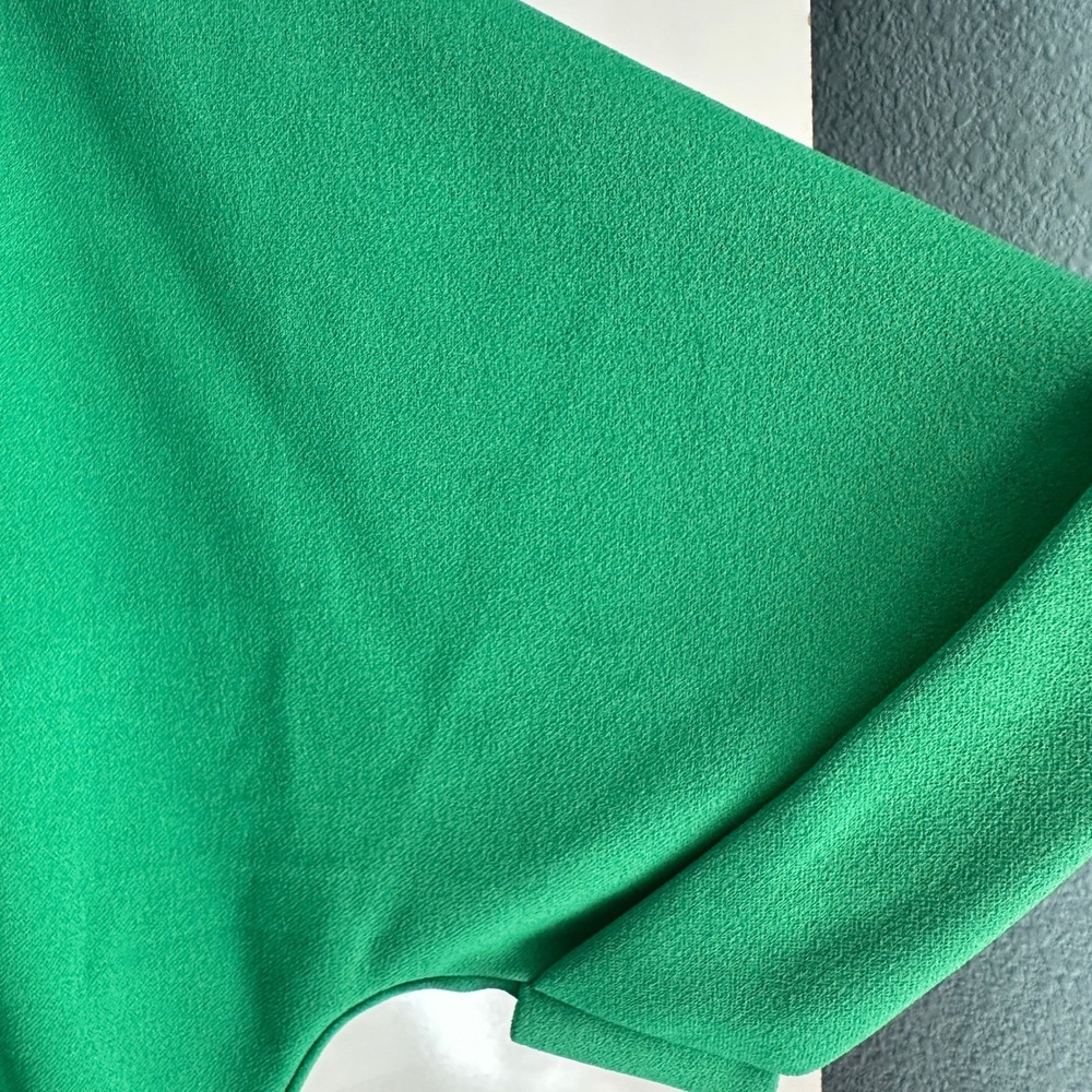 2 Hearts Shift Dress Green Dolman Sleeve Made in USA Medium Office Chic - Picture 8 of 9